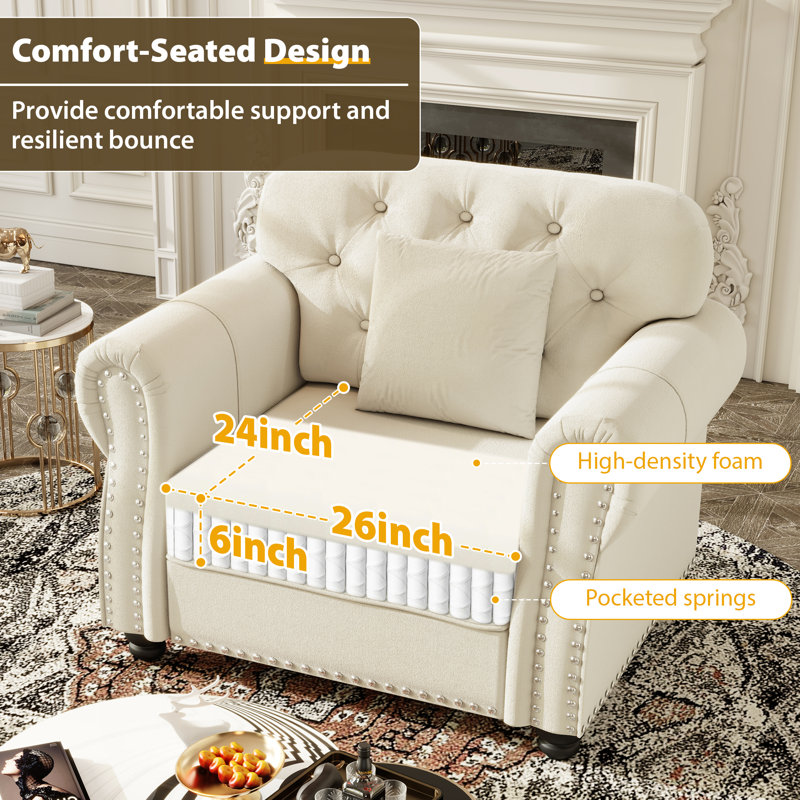 Fauteuil d'appoint Chesterfield 41,3 po Annalease, Beige