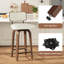 Ensemble de 2 tabourets de bar pivotants blancs, hauteur de comptoir 26 po, similicuir, pieds en noyer, grands coussins-1427555613