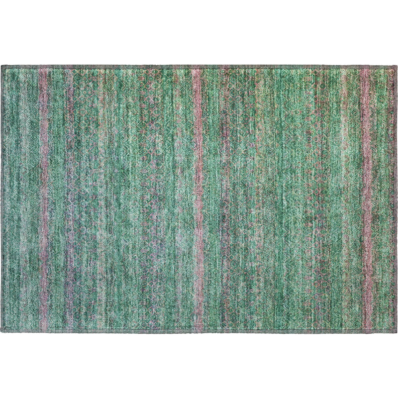 Premium Machine Washable Mayfield Striped Rug, 1'8" x 2'6", Green