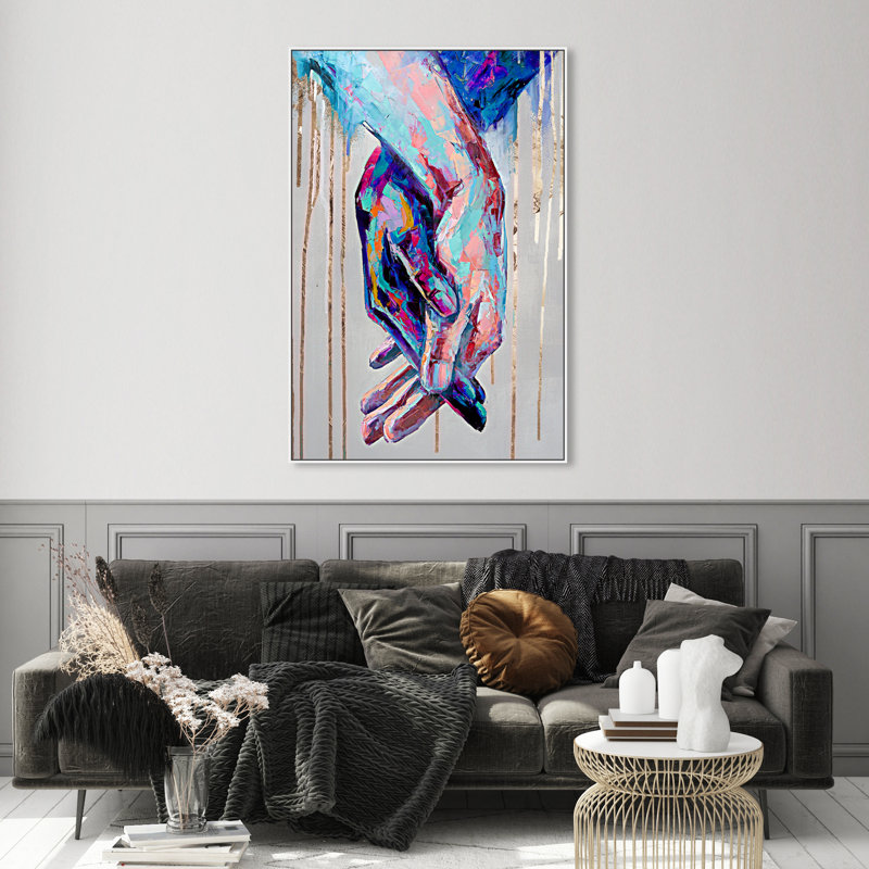 «Abstract Always Together», reproduction d'impression sur toile, H 54 po x l 36 po x P 1,5 po, Impression encadrée, Blanc