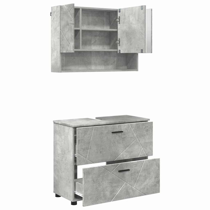 Bathroom Storage Furniture Set, Concrete Grey