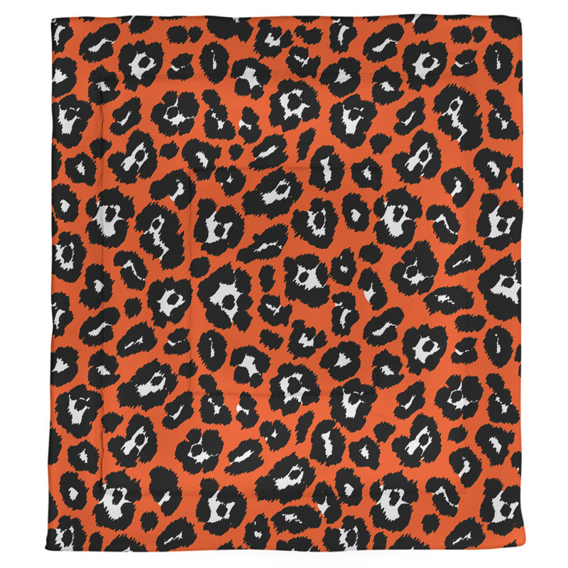 Polyester Animal Print Comforter, Twin Comforter, Orange/Black