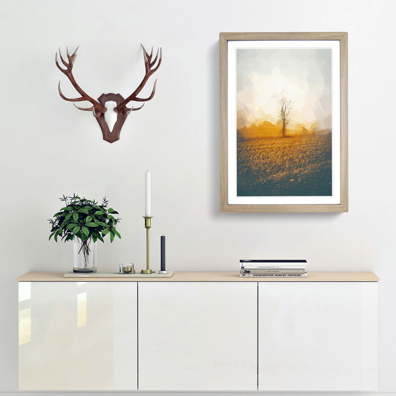 Summer Tree in Abstract - Framed Print, 87cm H x 62cm W x 2cm D, Oak Framed