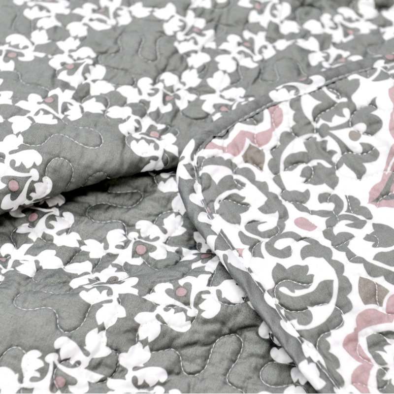 6 Piece Coventry Printed Microfiber Quilt Set w/ Bedskirt, Queen Quilt + 5 Additional Pieces