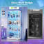 Vitrine moderne à DEL avec tablettes réglables en verre et portes à ouverture par pression, 4 niveaux, H 70 po x L 32 po x P 16 po, blanc-596348370-603044392