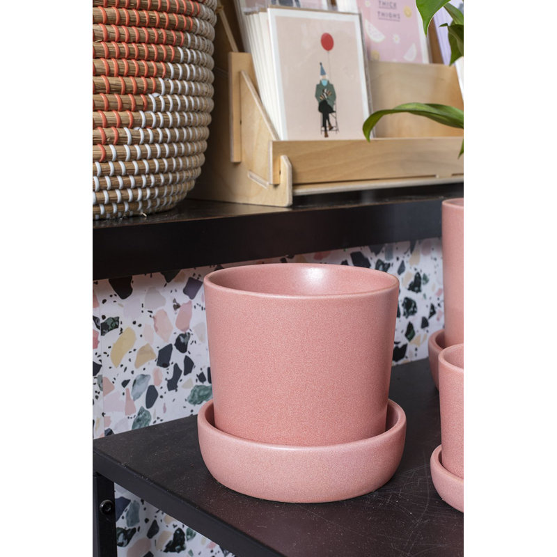 Pot à fleurs en céramique Zandra, Rose, H 5 po x l 5,25 po x P 5,25 po