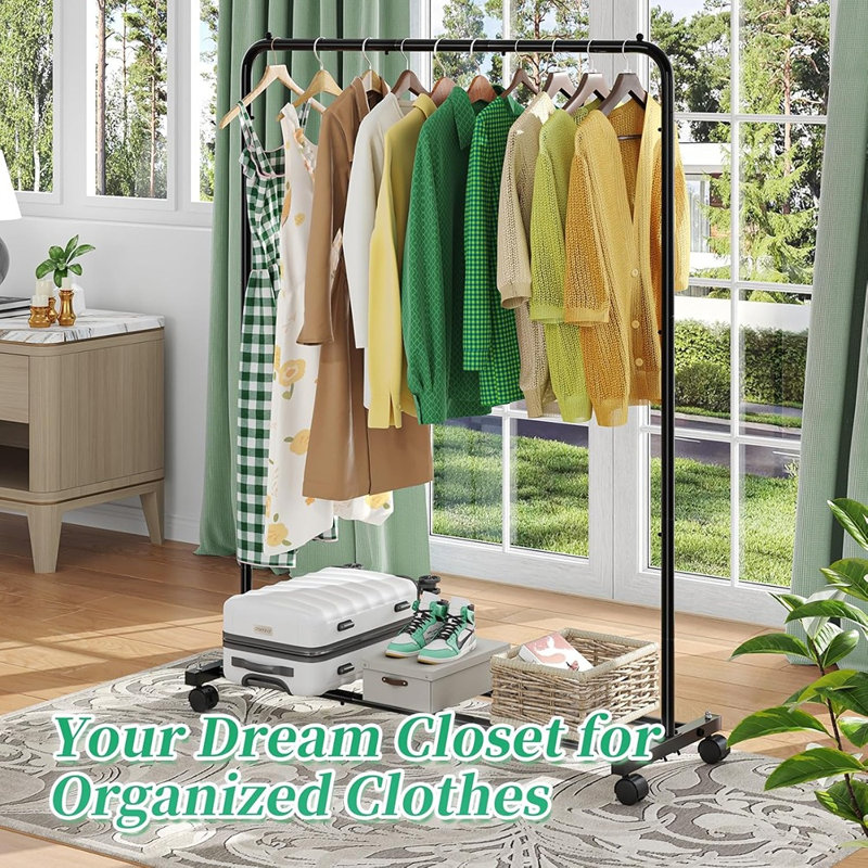 Clothing Garment Rack With Storage Shelves