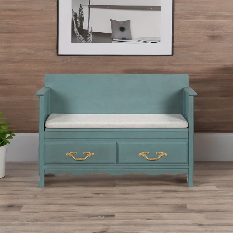 Banc à chaussures avec coussin amovible, Turquoise antique