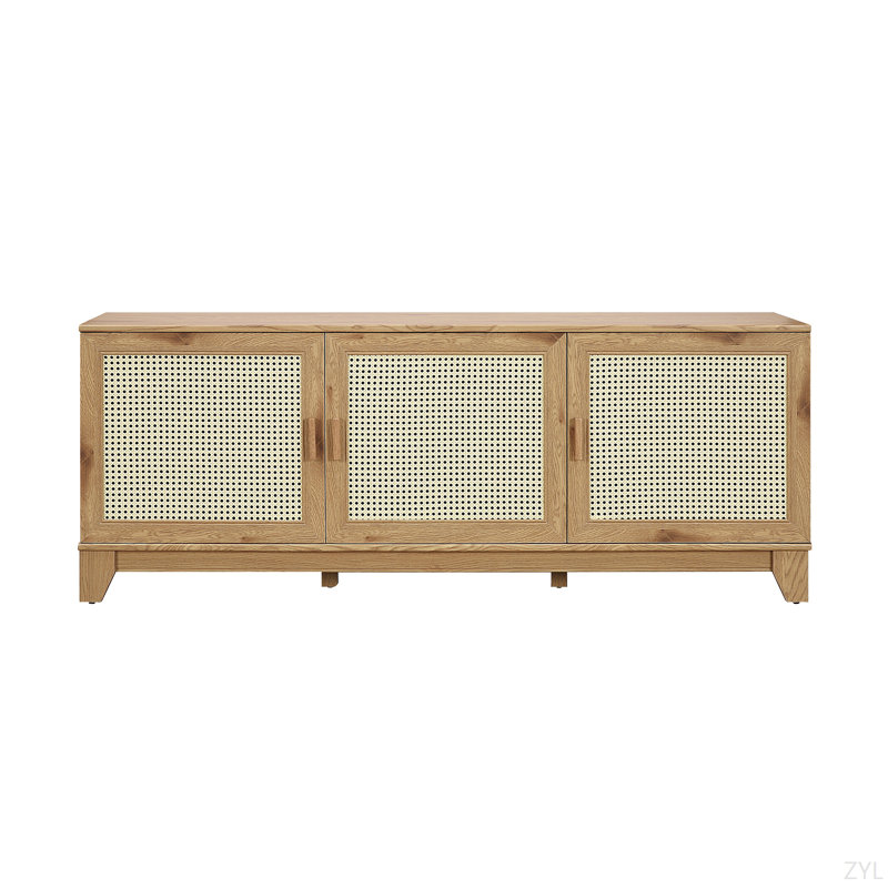 Sheridan 62.99" Mid-Century Modern 6-Shelf TV Stand for TVs up to 55" in Natural, Nature