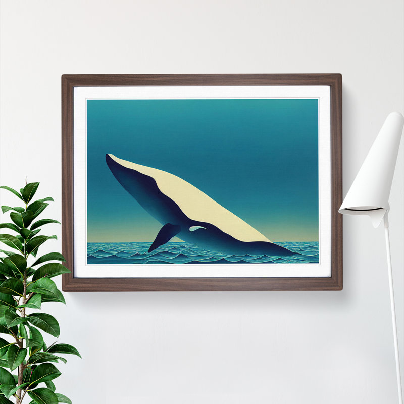 XH1022-10127X Whale Art Vol.5 - Single Picture Frame Print, 46cm H x 64cm W x 2cm D, Walnut Framed