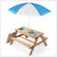 Table de pique-nique en bois pour enfants 3 en 1 avec parasol, sable convertible et wate, gris ASTM et CPSIA-1273545972