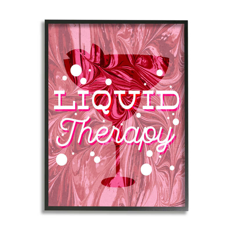 «Liquide Therapie« Bold Pink Cocktail On Wood »par Lil 'Rue, impression, H 24 po x l 30 po, Giclée encadrée noir minuit