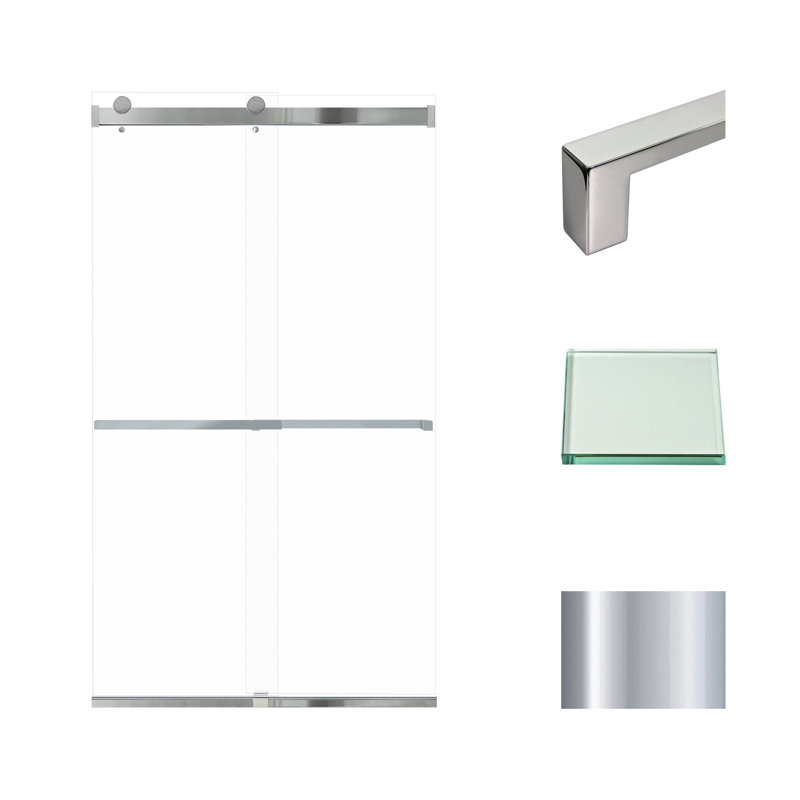 Brianna 48" x 80" Frameless Sliding Shower Door in Polished Chrome