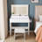 New Large Mirror Vanity Desk for Bed room , Modern Makeup Vanity Set with Power Outlet and Hair dryer holder, 5 Drawers , 3 Lighting Color Adjustable Dressing Table for Bedroom, White Color-417225401