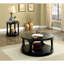 Table basse de style transitionnel avec finition noire antique et structure audacieuse avec tablette de rangement supplémentaire