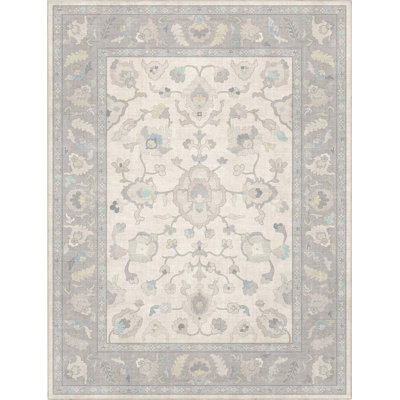 Bungalow Rose Adrith Konya Updated Traditional Oriental Pastel Cream Grey Area Rug