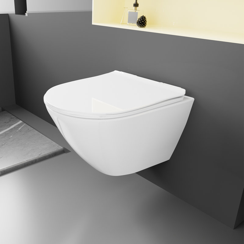 Ivy Bronx Danar 1.68L LPF Round Wall Mounted Wall Hung Toilets (Seat Included), White