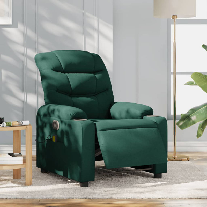 Upholstered Massage Chair, Dark Green Polyester