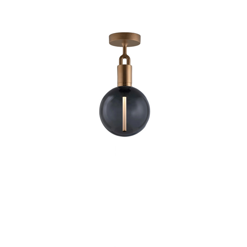 Linear Knurl 1 - Light Semi Flush Mount, Gun Metal, Medium, Opal
