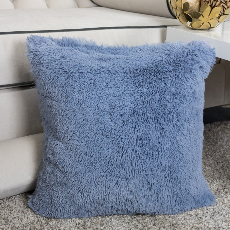  Housse de coussin carré et insert, Bleu pastel, 20 po x 20 po, Polyester