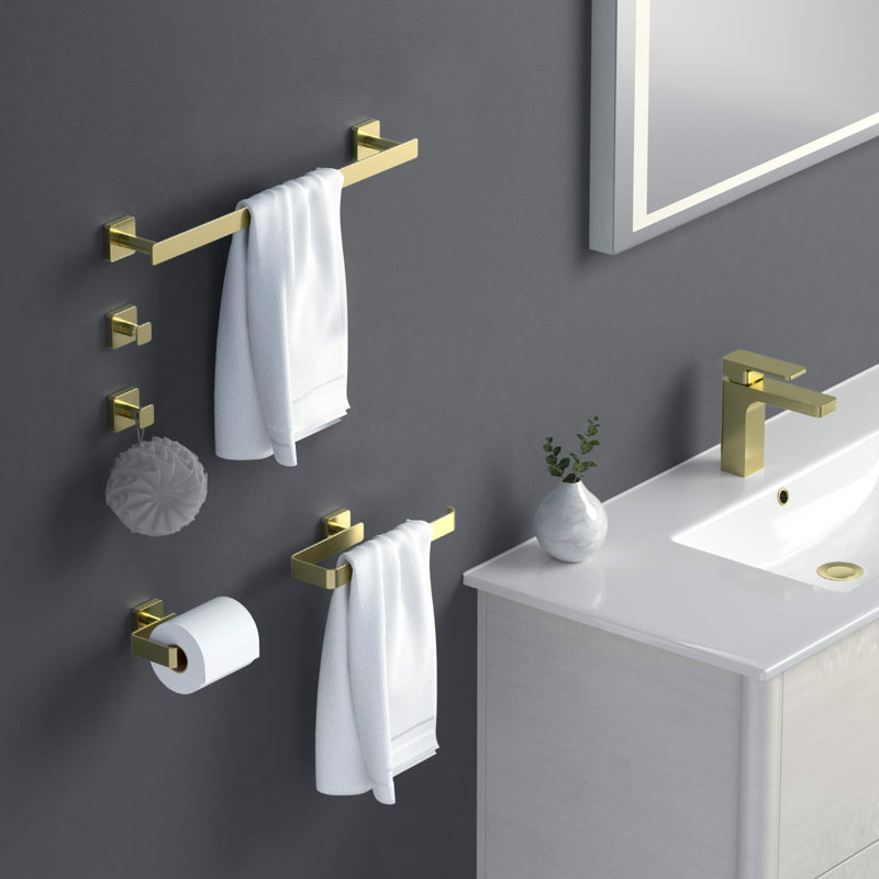 Ensemble de quincaillerie de salle de bain 5 pièces Blaze, Or brossé