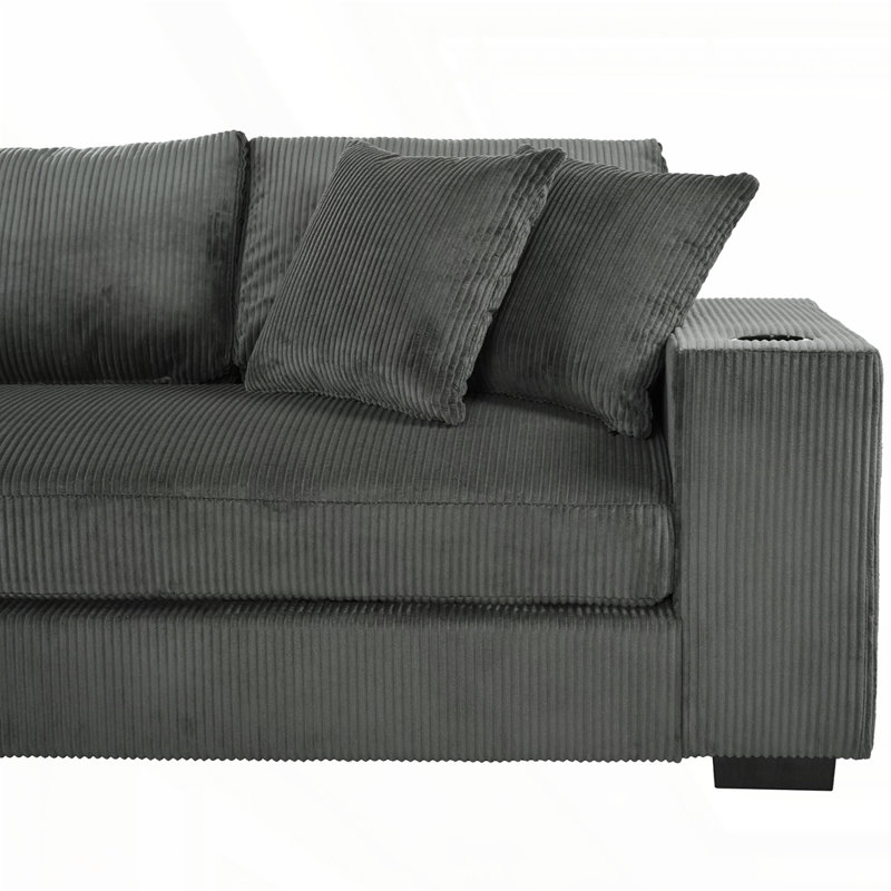 Grand canapé modulaire avec coussins épais Mirod, Gris