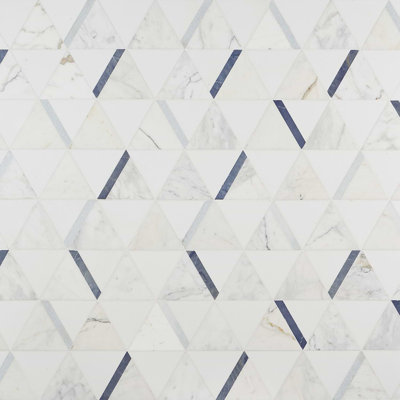 Tres 5x6 Triangle Polished Waterjet Marble Mosaic Tile