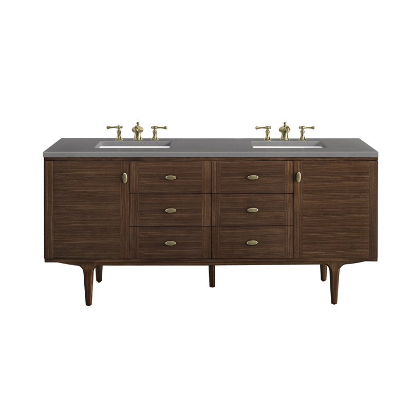 Amberly 60" Double Bathroom Vanity Set, Charcoal Soapstone, 8" Widespread, 72"