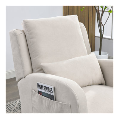 Fauteuil à bascule décontracté moderne à dossier haut de 27,5 po avec un coussin lombaire et deux poches latérales Weldy