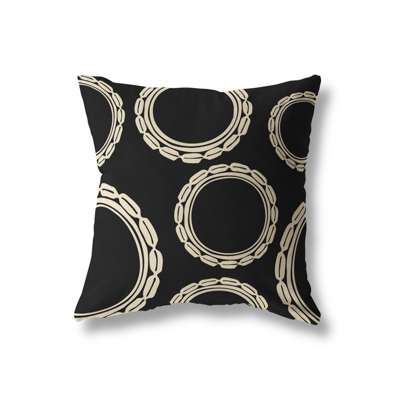 Eartha Abstract Outdoor Reversible Throw Pillow, Black, 19W" x 19H"