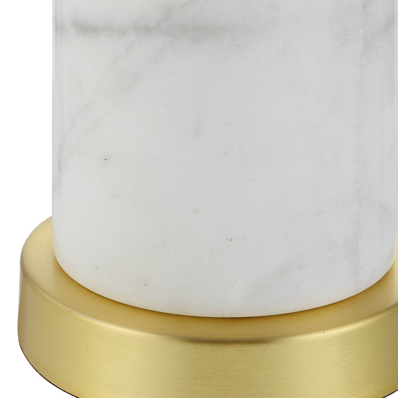 Brushed Gold Table Lamp with White Drum Shade