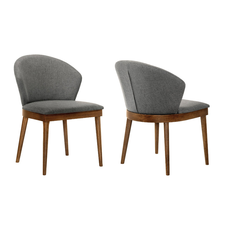 Bartu 19'' H Upholstered Side Chair, Gray, Walnut