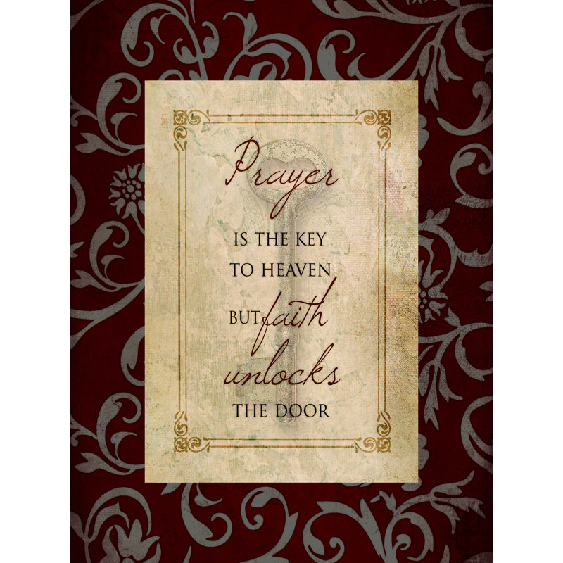 «Prayer Is the Key», art textuel sur toile tendue, H 16 po x l 12 po