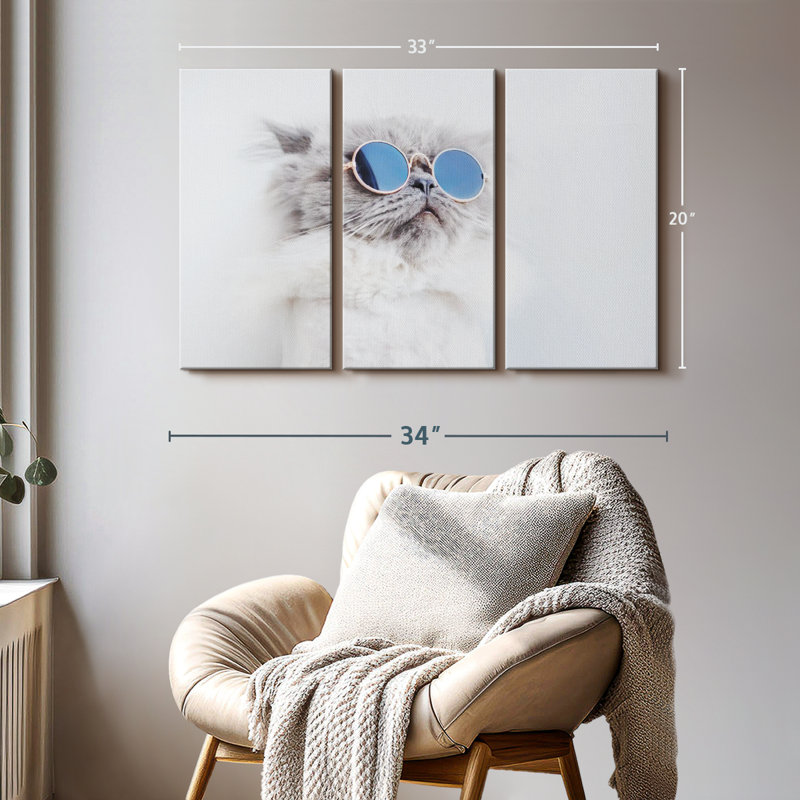 " Cool Cat " 3 - Pieces, 20" H x 33" W