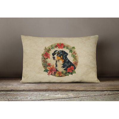 Christmas Flowers Frame Outdoor Throw Pillow