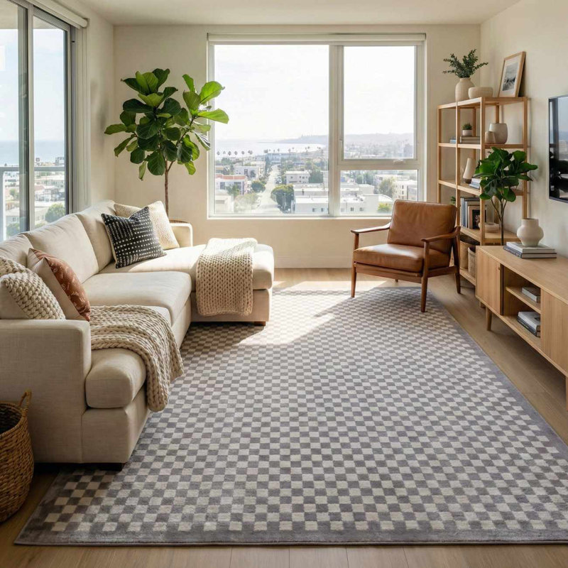 Chaki Distin Machine Washable White / Gray / Off White Area Rug, White/Gray/Off White, Rectangle 7'10" x 10'