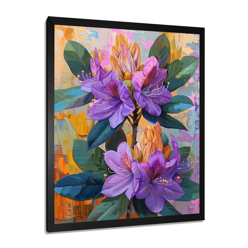 Vibrant violet rhododendron Summer Symphony II - salon d'art mural rhododendron, Black Picture Framed, H 24 po x l 32 po