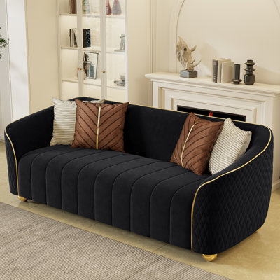 Fashionable Light Luxury Curved Armrest Upholstered Sofa