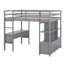 Lit mezzanine en bois massif robuste avec tiroirs de rangement intégrés et bibliothèque