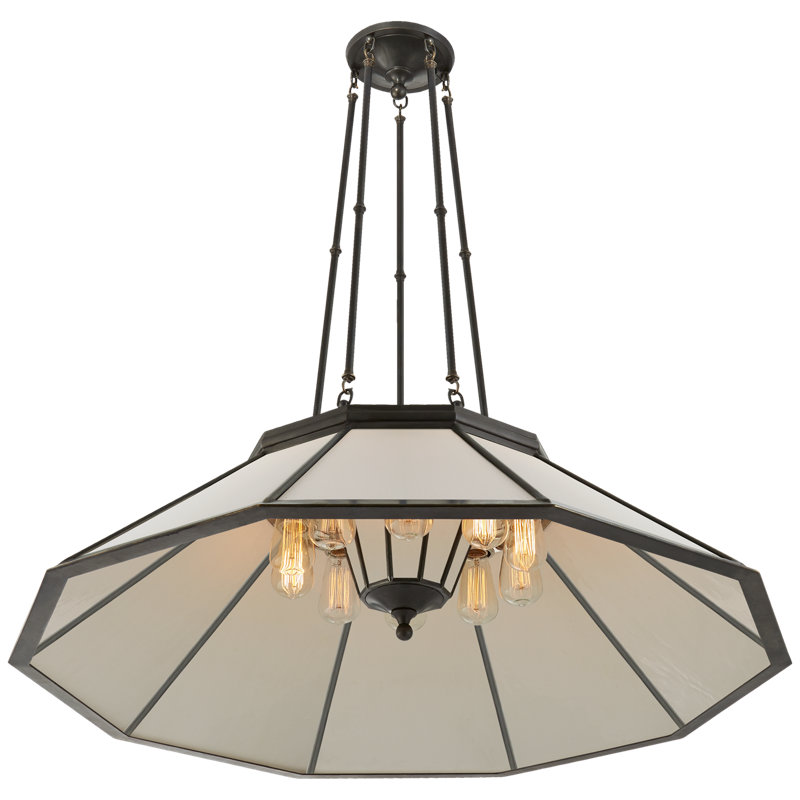 Rivington 10 - Light Chandelier, White Glass, Polished Nickel