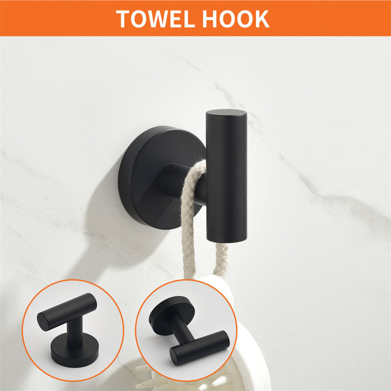 Ensemble de quincaillerie de salle de bain 5 pièces, Noir mat