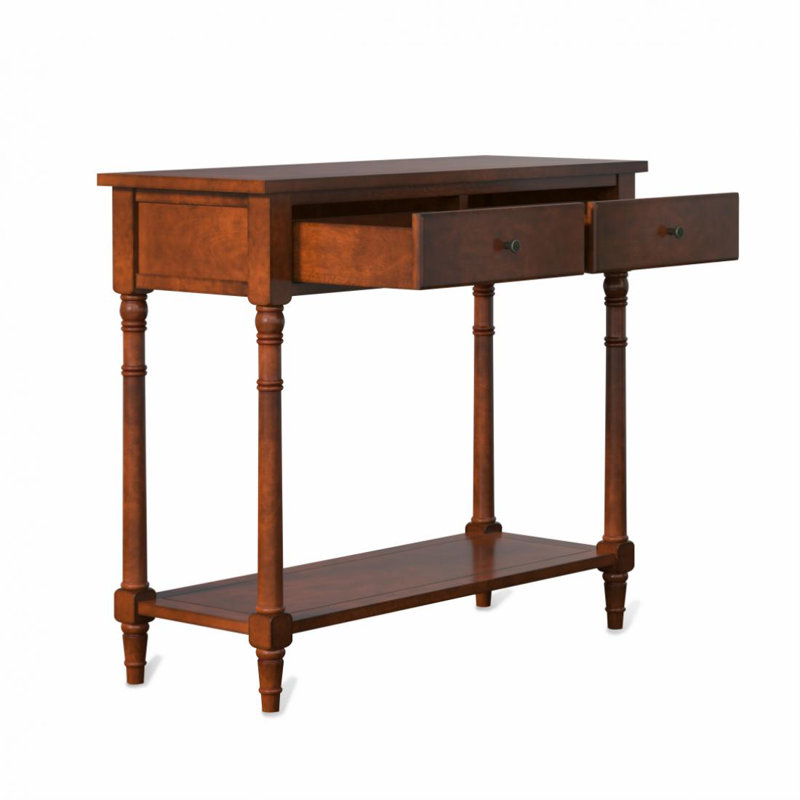 LUMERA Collection Mid-Century Modern Console Table with 2 Drawers & Shelf, 35.4” Narrow Entryway Table, Solid Wood Sofa Table for Living Room, Hallway, Foyer 
