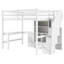 Lit mezzanine double blanc avec bureau en L, tiroirs, armoire et rangement d'escalier - Construction compacte et élégante-1624673375