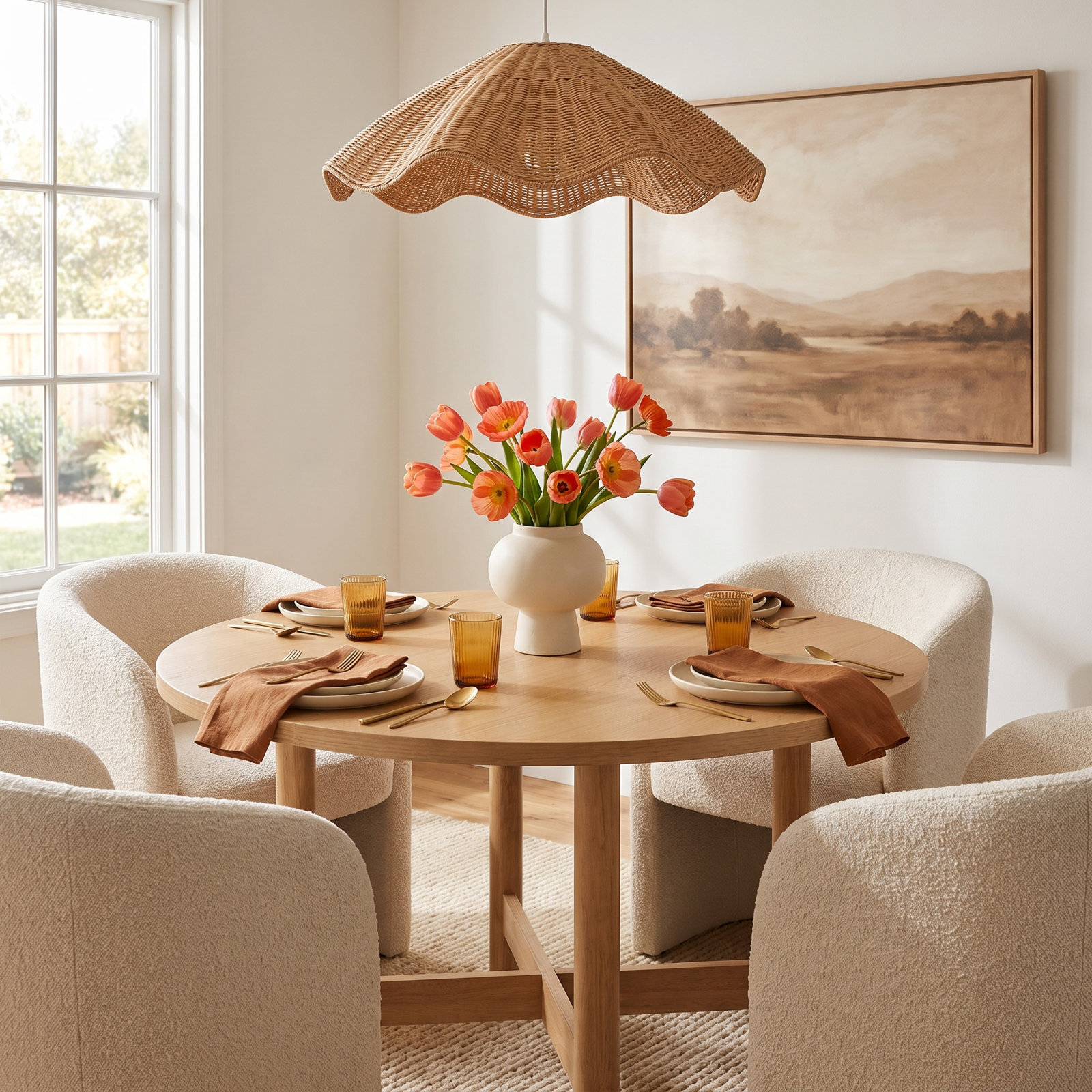 47" Round Dining Table, Natural