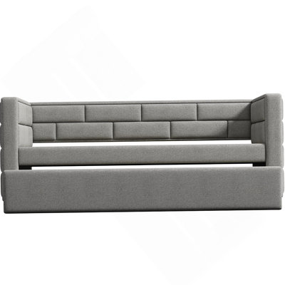 Daybed with Trundle, Upholstered Daybed with Padded Back