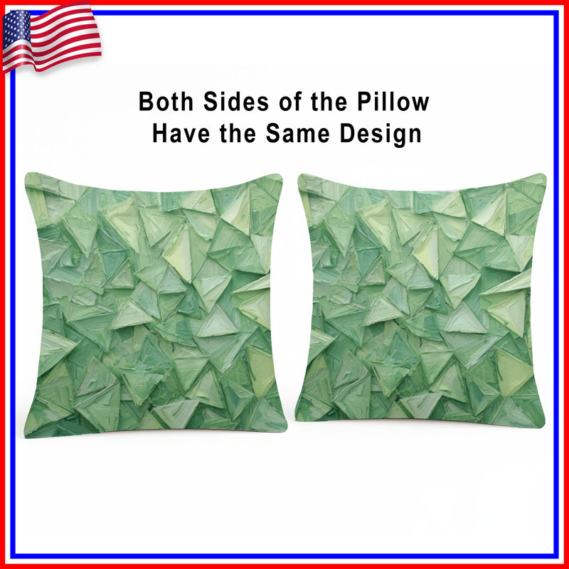 Coussins géométriques triangulaires verts, 18 po x 18 po