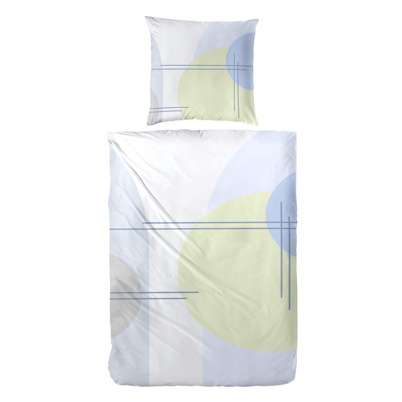 Bricher Cotton 180 TC Duvet Cover Set, Blue/Green, Single - 1 Pillowcase (80 x 80 cm)