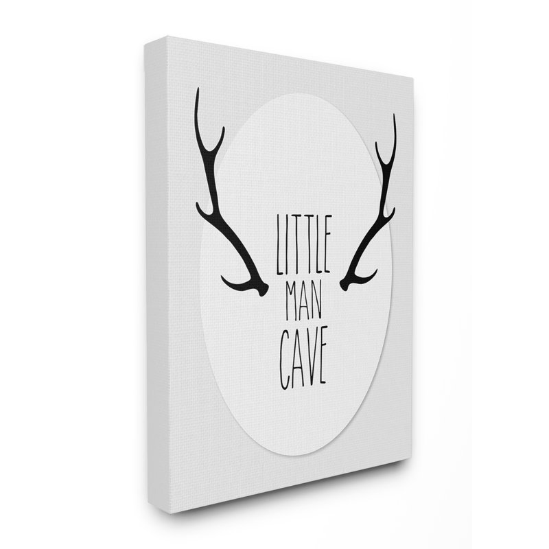 Gupton Little Man Cave Antlers Art, Wrapped Canvas, 20" H x 16" W x 1.5" D