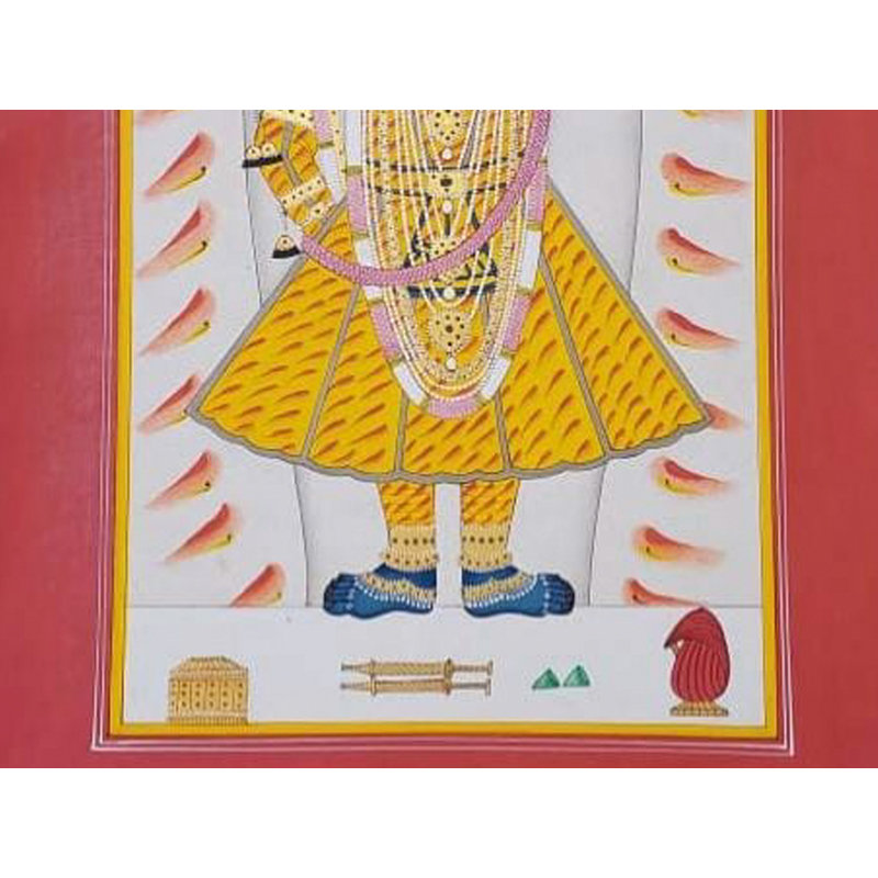Shreenath ji, peinture en Bundi Artform | Couleur naturelle avec travail doré | Par Mukesh Vijay