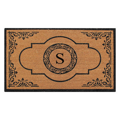 Issac Natural Coir and PVC Backing 36" X 72" Double Door Mat Outdoor Entrance Monogrammed Doormat 